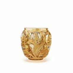 Lalique Tourbillons 5" Vase, Amber