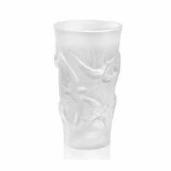 Lalique Hirondelles, Swallows 6" Vase, Clear