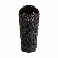 Lalique Mures 20" Vase, Black, Limited Edition