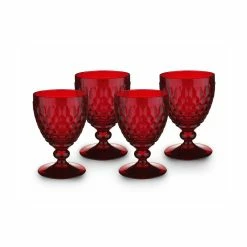 Villeroy And Boch Boston Colored Red Claret Wine Glasses, Set Of 4