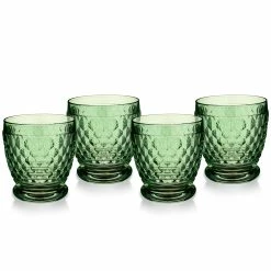 Villeroy And Boch Boston Colored Green Double Old Fashioned Glasses, Set Of 4