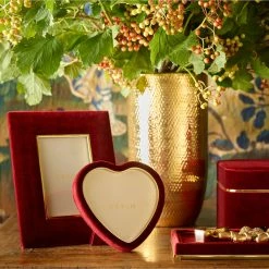 Aerin Valentina Velvet Heart Frame, Cinnabar -wine set shop 20220026AE a2
