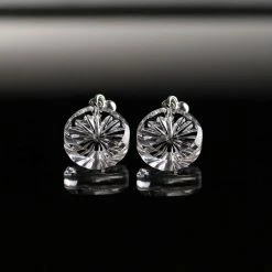 Cashs Crystal Cashs Ireland, Newgrange Pierced Round Crystal Earrings, Pair