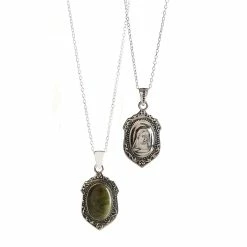 Cashs Crystal Cashs Ireland, Connemara Marble Sterling Silver Blessed Mary Necklace