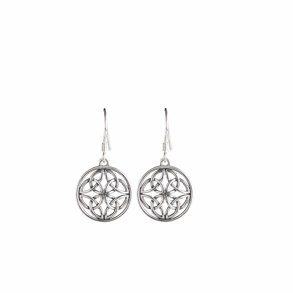 Cashs Crystal Cashs Ireland, Sterling Silver Celtic Trinity Knot Round French Hook Earrings, Pair 1 Cashs Crystal Cashs Ireland, Sterling Silver Celtic Trinity Knot Round French Hook Earrings, Pair