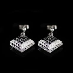 Cashs Crystal Cashs Ireland, Crystal Diamond Kerry Pierced Earrings, Pair