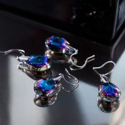 Baccarat Crystal Psydelic Wire Earrings Sterling Silver Blue Scarabee -wine set shop 2106396B 31200