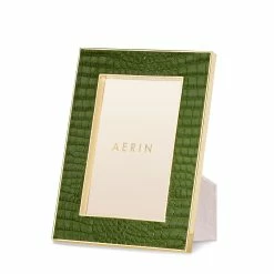Aerin Classic Croc Leather Frame, 4 X 6", Verde