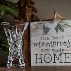 Cashs Crystal Cashs Ireland, Crystal Art Collection Annestown 8" Scalloped Vase -wine set shop 22538C a3