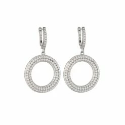 Cashs Crystal Cashs Ireland, Clarice Sterling Silver Pave Pierced Earrings