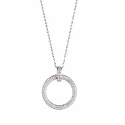Cashs Crystal Cashs Ireland, Clarice Sterling Silver Pave Pendant Necklace