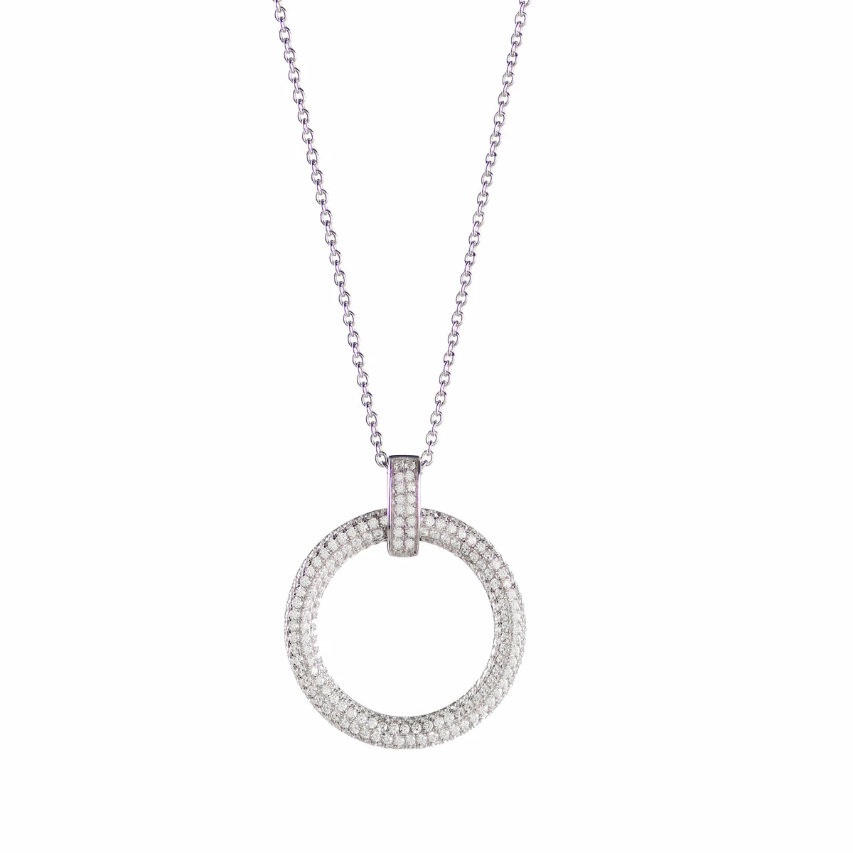 Cashs Crystal Cashs Ireland, Clarice Sterling Silver Pave Pendant Necklace 1 Cashs Crystal Cashs Ireland, Clarice Sterling Silver Pave Pendant Necklace