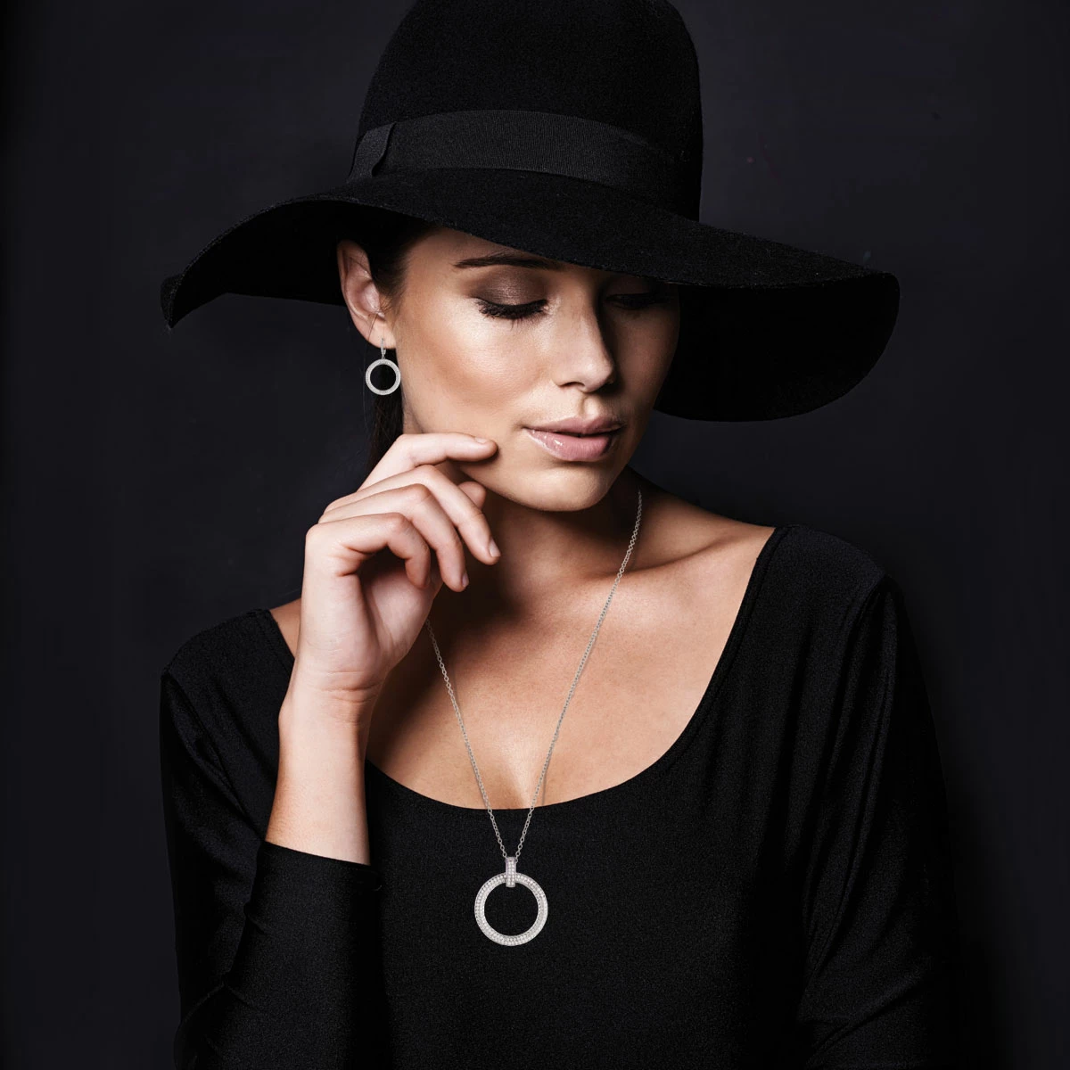 Cashs Crystal Cashs Ireland, Clarice Sterling Silver Pave Pendant Necklace 2 Cashs Crystal Cashs Ireland, Clarice Sterling Silver Pave Pendant Necklace - Image 2