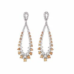 Cashs Crystal Cashs Ireland, Eve Crystal And Amber Pierced Earrings