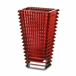 Baccarat Crystal Eye Rectangular 8" Vase, Red