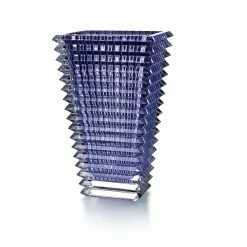 Baccarat Crystal, Eye 11 3/4" Rectangular Vase, Blue