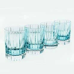 Baccarat Crystal Baccarat Harmonie Turquoise DOF Tumbler, Set Of 4