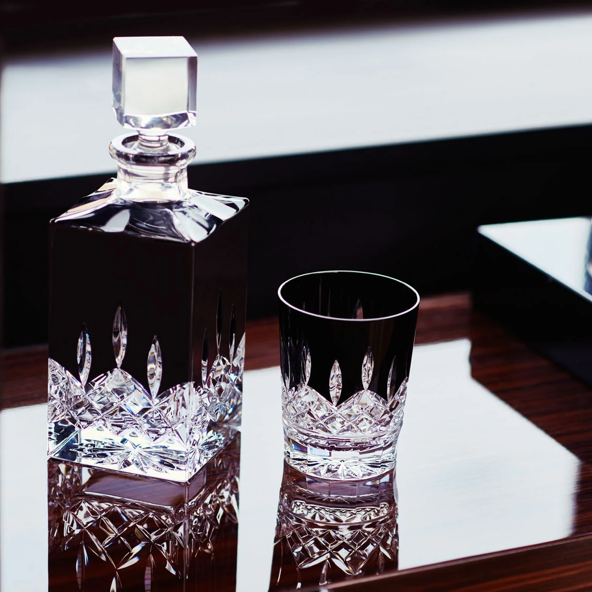 Waterford Crystal Waterford Lismore Black DOF Tumblers, Pair 2 Waterford Crystal Waterford Lismore Black DOF Tumblers, Pair - Image 2