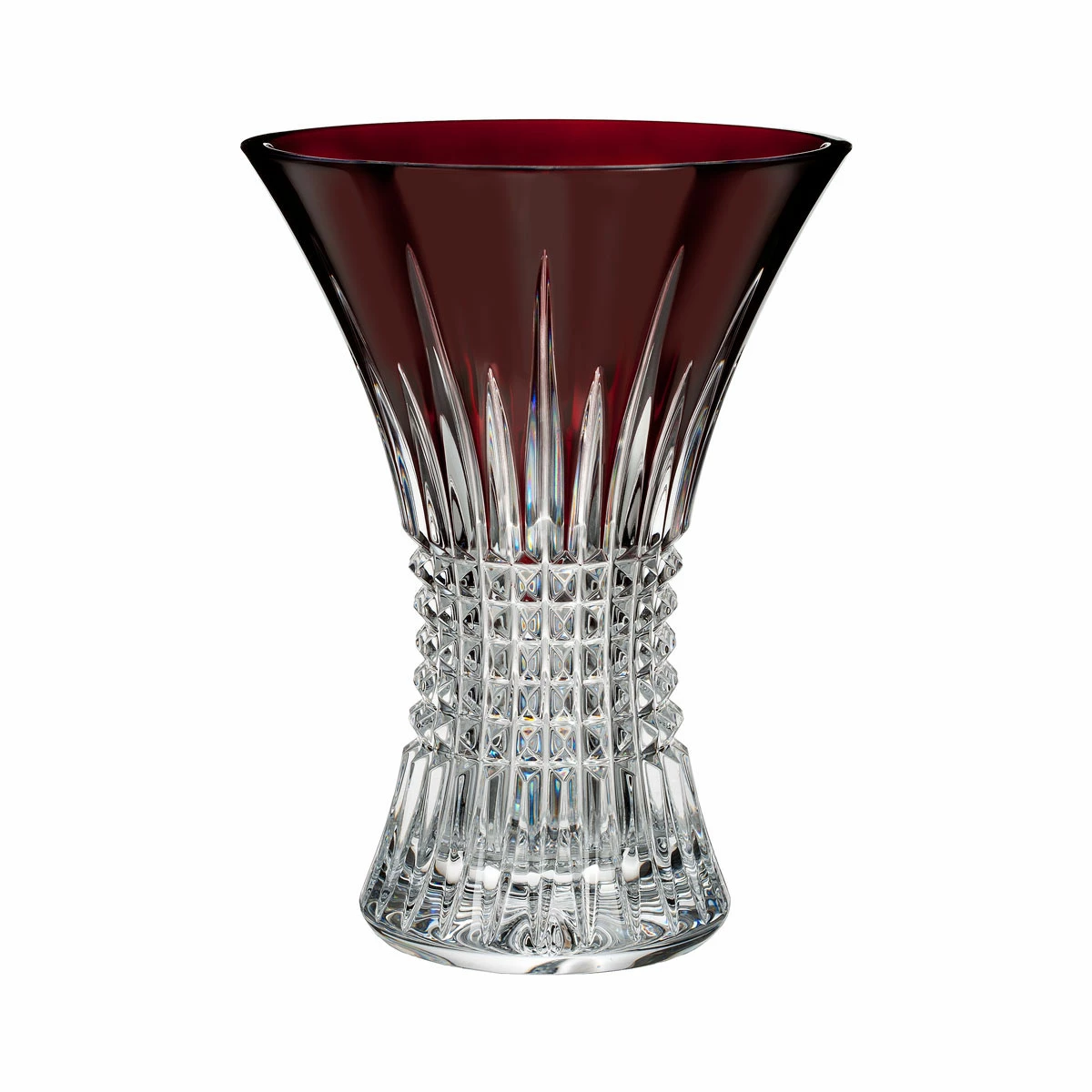 Waterford Crystal Waterford Lismore Diamond Red 8" Crystal Vase 1 Waterford Crystal Waterford Lismore Diamond Red 8" Crystal Vase