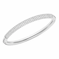 Swarovski Crystal Swarovski Stone Bangle Bracelet, White, Rhodium