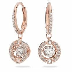 Swarovski Crystal Swarovski Drop Crystal And Rose Gold Sparkling Dance Pierced Earrings Pair -wine set shop 5504753 a4