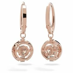Swarovski Crystal Swarovski Drop Crystal And Rose Gold Sparkling Dance Pierced Earrings Pair -wine set shop 5504753 a5