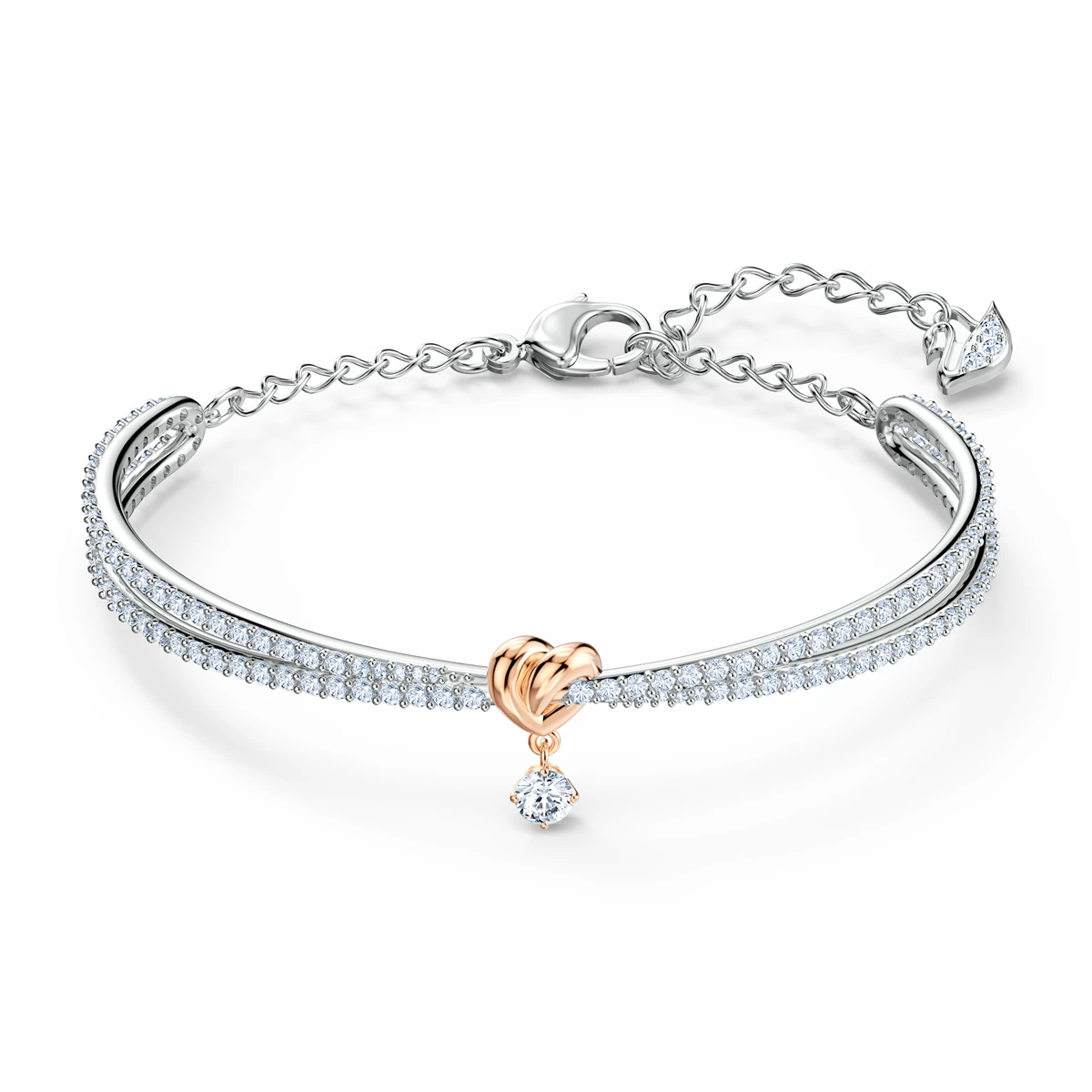 Swarovski Crystal And Rhodium Lifelong Heart Bangle Bracelet 1 Swarovski Crystal And Rhodium Lifelong Heart Bangle Bracelet