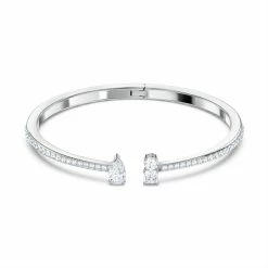 Swarovski Crystal Swarovski Attract Cuff Bracelet, White, Rhodium Plated