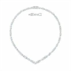 Swarovski Crystal Swarovski Tennis Deluxe Mixed V Necklace, White, Rhodium Plated