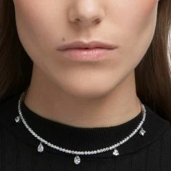 Swarovski Crystal Swarovski Tennis Deluxe Mixed Choker Necklace, White, Rhodium Plated -wine set shop 5562084 a3