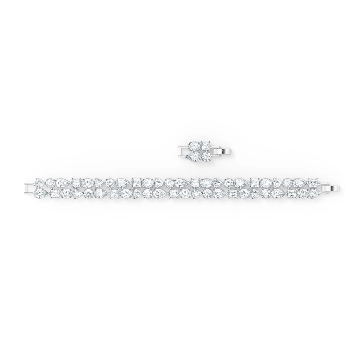 Swarovski Crystal Swarovski Tennis Deluxe Mixed Bracelet, White, Rhodium Plated 2 Swarovski Crystal Swarovski Tennis Deluxe Mixed Bracelet, White, Rhodium Plated - Image 2