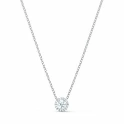 Swarovski Crystal Swarovski Angelic Round Pendant Necklace, White, Rhodium Plated