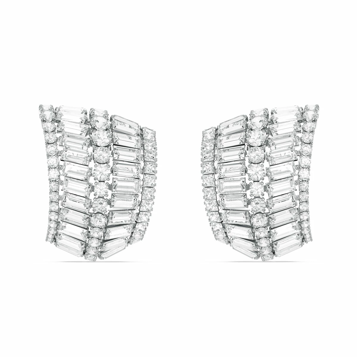 Swarovski Hyperbola Earrings, Large, White, Rhodium Plated, Pair 1 Swarovski Hyperbola Earrings, Large, White, Rhodium Plated, Pair