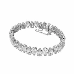 Swarovski Millenia Bracelet, Pear Cut Swarovski Zirconia, White, Rhodium Plated