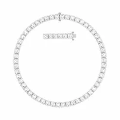 Swarovski Millenia Necklace, Square Cut Swarovski Zirconia And Crystal, White, Rhodium Plated