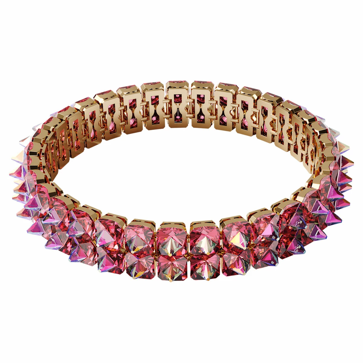 Swarovski Chroma Choker Necklace , Spike Crystals, Pink, Gold-Tone Plated 1 Swarovski Chroma Choker Necklace , Spike Crystals, Pink, Gold-Tone Plated