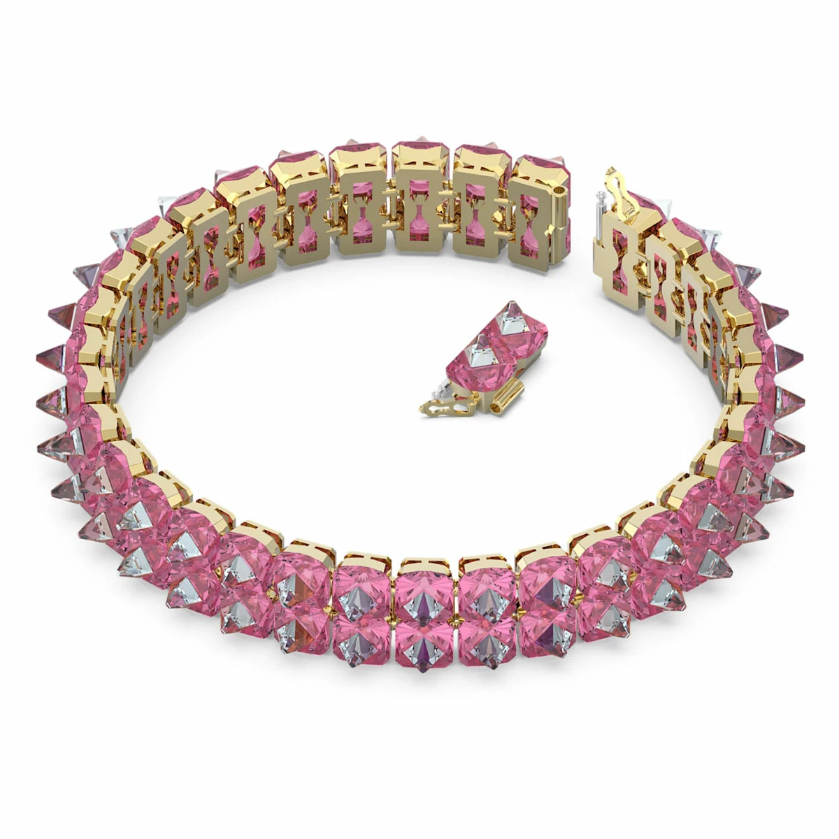 Swarovski Chroma Choker Necklace , Spike Crystals, Pink, Gold-Tone Plated 2 Swarovski Chroma Choker Necklace , Spike Crystals, Pink, Gold-Tone Plated - Image 2