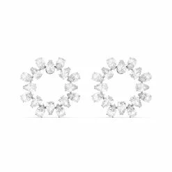 Swarovski Millenia Earrings, Circle, White, Rhodium Plated, Pair