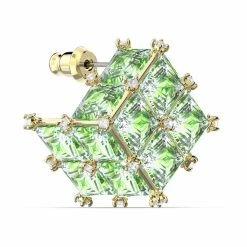 Swarovski Curiosa Earring Single Green, Gold-Tone Plated