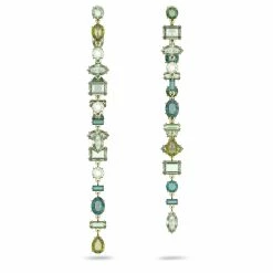Swarovski Gema Drop Earrings, Long, Green, Gold-Tone Plated