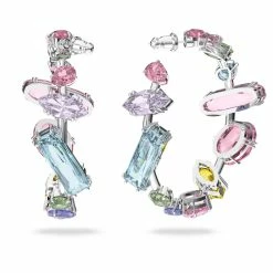 Swarovski Gema Hoop Earrings, Precision Cut Crystals, Multicolored, Rhodium Plated -wine set shop 5613737 a4