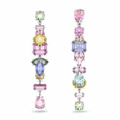 Swarovski Gema Drop Earrings, Long, Multicolored, Rhodium Plated