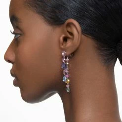 Swarovski Gema Drop Earrings, Long, Multicolored, Rhodium Plated -wine set shop 5613740 a3