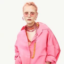 Swarovski Triangle Cut Crystals, Pink, Rose-Gold Tone Plated Millenia Hoop Pierced Earrings -wine set shop 5614931 a3