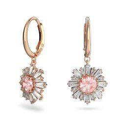 Swarovski Crystal Swarovski Sunshine Hoop Earrings, Pink, Rose Gold-Tone Plated