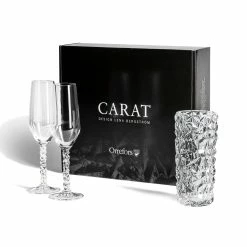 Orrefors Kosta Boda Orrefors Carat Champagne Flutes Pair And 7" Vase Gift Set -wine set shop 6590100 a1