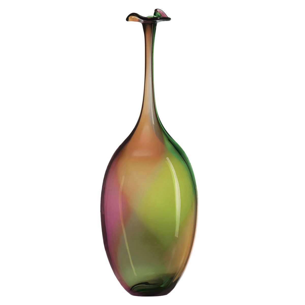 Orrefors Kosta Boda Kosta Boda Fidji 17.75" Bottle Crystal Vase, Green 1 Orrefors Kosta Boda Kosta Boda Fidji 17.75" Bottle Crystal Vase, Green