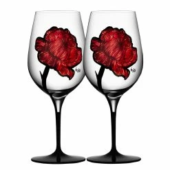 Orrefors Kosta Boda Kosta Boda Tattoo Crystal Wine Glasses, Pair