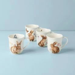Lenox Butterfly Meadow Bunny Mugs, Set Of 4, Assorted