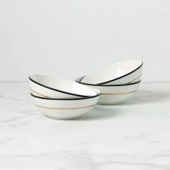 Kate Spade, Lenox Make It Pop All Purpose 6.25" Bowl Set Of 4 Black, Gold